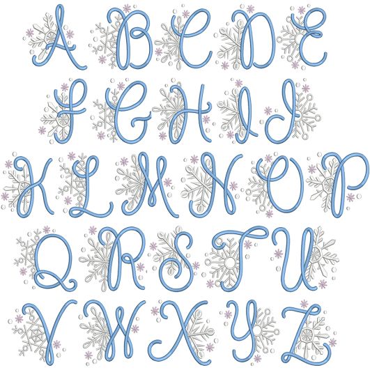 Snowflake Alphabet | Machine Embroidery Designs by JuJu
