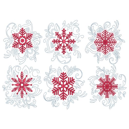 Snowflake Motifs Machine Embroidery Designs by JuJu