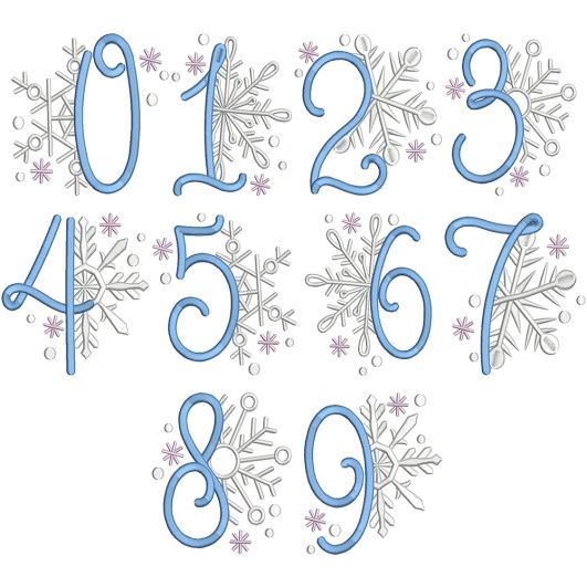 Snowflake Numbers | Machine Embroidery Designs by JuJu