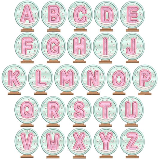 Snowglobe Alphabet | Machine Embroidery Designs by JuJu