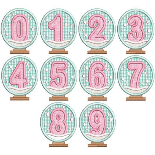 Snowglobe Numbers | Machine Embroidery Designs by JuJu