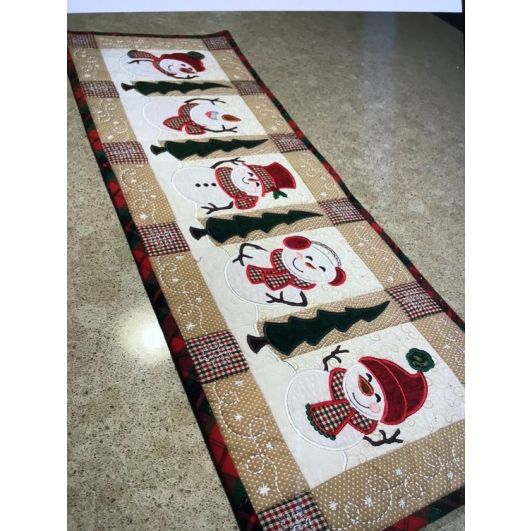 ITH Snowman Table Runner | Machine Embroidery Designs by JuJu