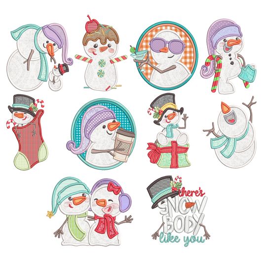 Snowmen 2019 Machine Embroidery Designs by JuJu