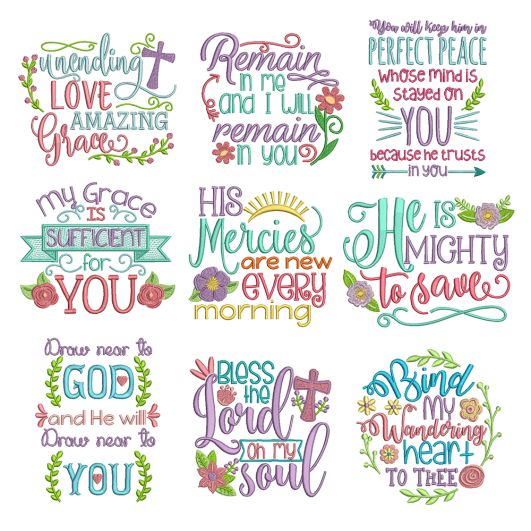 Soulful Sayings Set 4 Machine Embroidery Designs by JuJu
