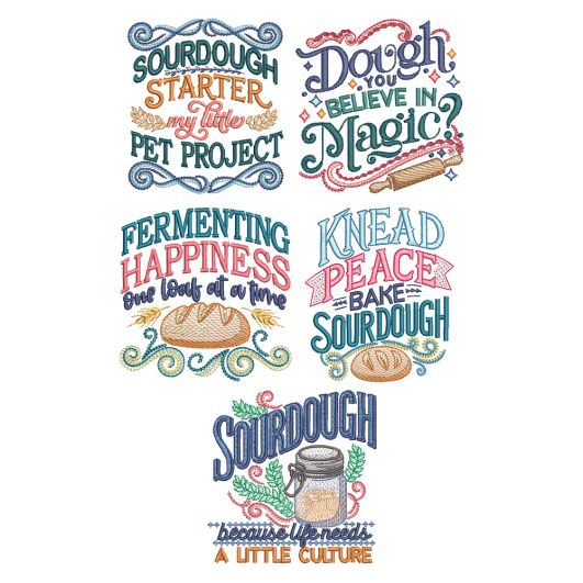 Sourdough Word Art Embroidery Set