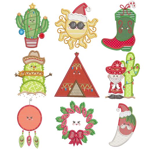 Southwest Christmas Applique Machine Embroidery Designs By JuJu