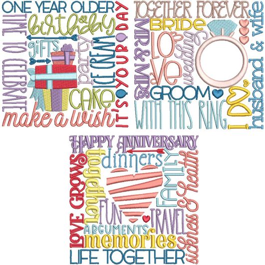Special Occasion Subway Word Art 1 | Machine Embroidery Designs by JuJu