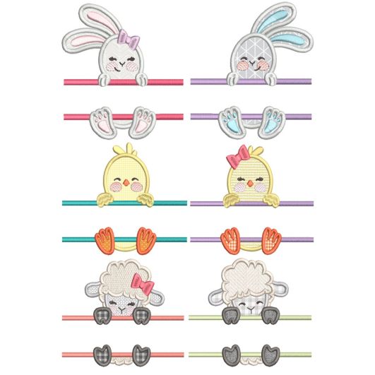 Split Easter Cuties Applique Machine Embroidery Designs by JuJu 
