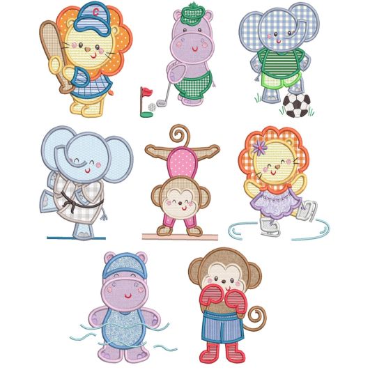 Sports Animals 1 Machine Embroidery Designs by JuJu
