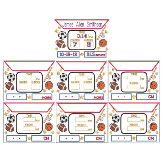 Sports Birth Announcement Template Machine Embroidery Designs by JuJu