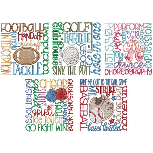Sports Subway Art | Machine Embroidery Designs by JuJu