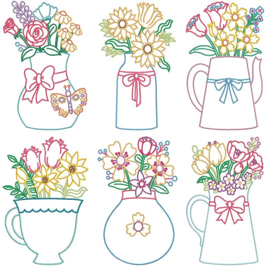 Spring Bouquets Digital Embroidery Machine Designs by JuJu