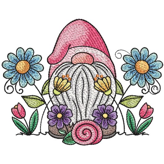 Spring Garden Gnome 4 | Machine Embroidery Designs by JuJu