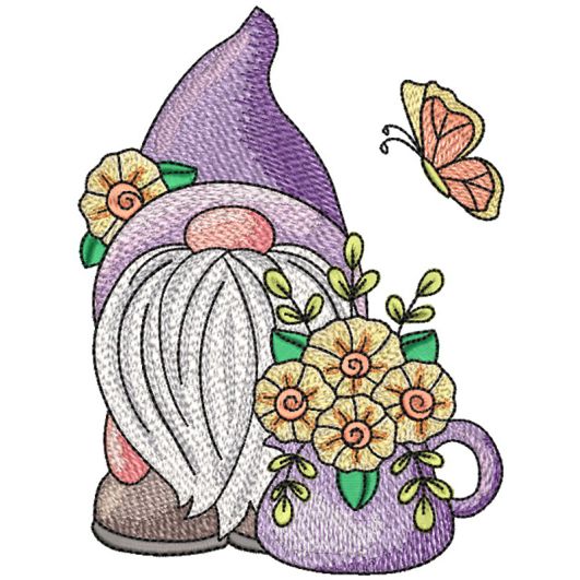 Spring Garden Gnome 5 | Machine Embroidery Designs by JuJu