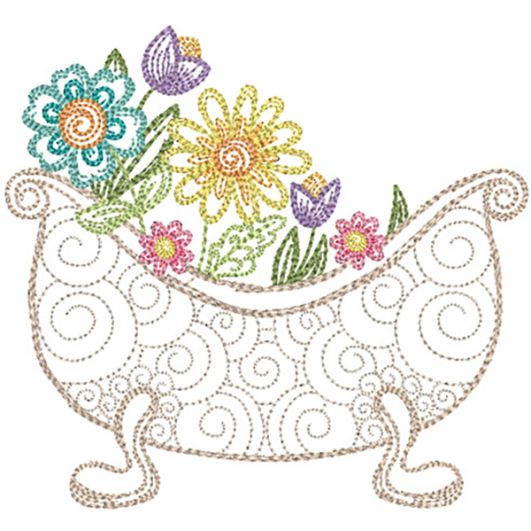 Spring Garden Sketch Tub | Machine Embroidery Designs by JuJu	