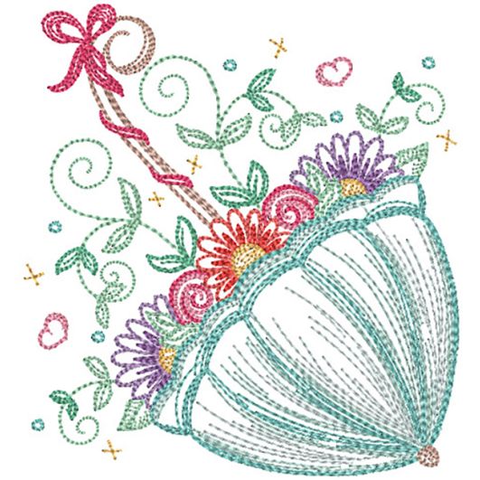 Spring Garden Sketch Umbrella | Machine Embroidery Designs by JuJu
