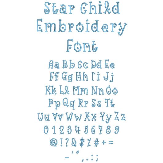 Star Child Embroidery Font | Machine Embroidery Designs by JuJu
