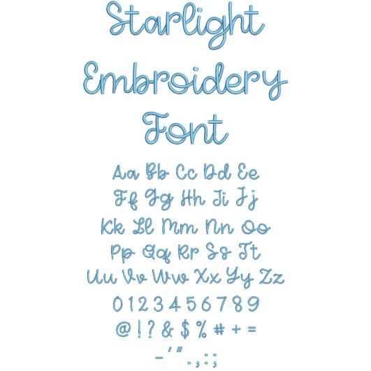 Starlight Embroidery Font | Machine Embroidery Designs by JuJu