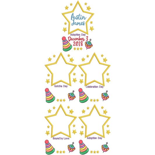 Star Toys Adoption Announcement Machine Embroidery Designs by JuJu