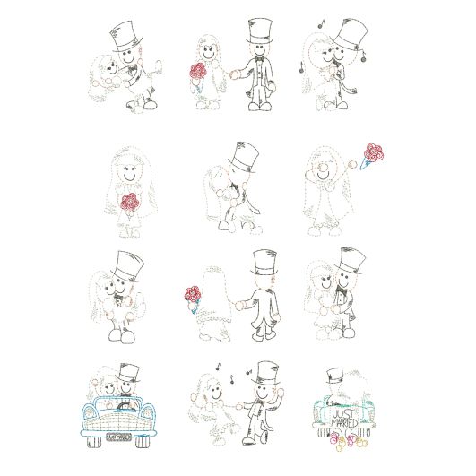 Stix Family Wedding Vintage Stitch Machine Embroidery Designs By JuJu