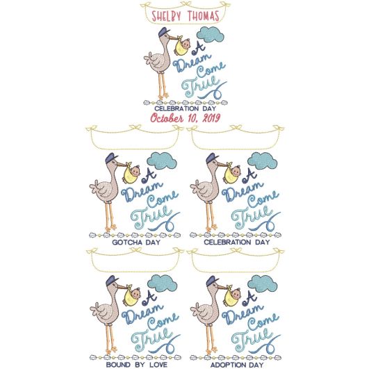 Stork Adoption Announcement Machine Embroidery Designs by JuJu