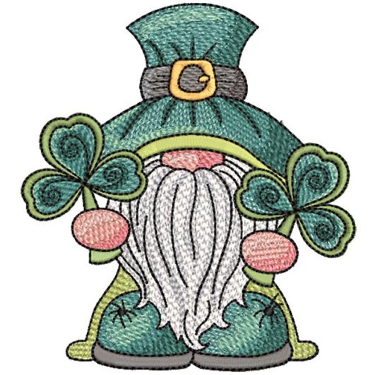 St Patricks Gnome 2 Shamrocks | Machine Embroidery Designs by JuJu