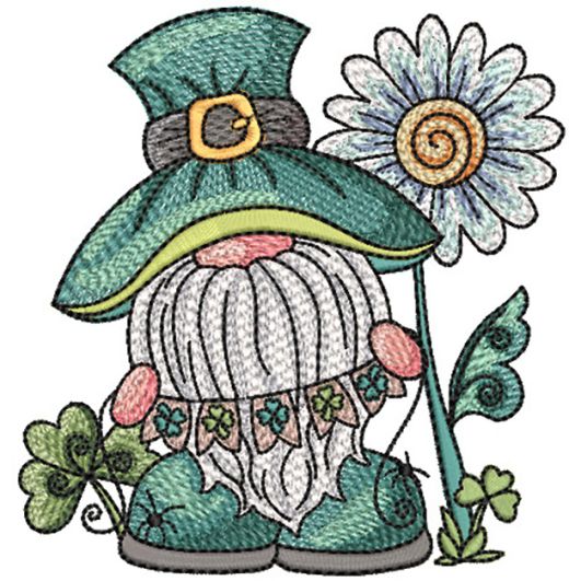 St Patricks Gnome Flower | Machine Embroidery Designs by JuJu