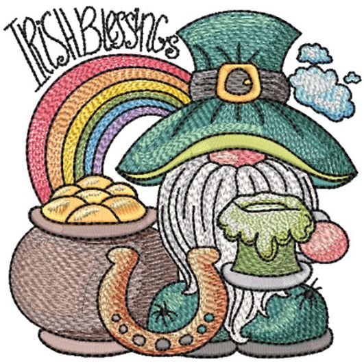 St Patricks Gnome Rainbow | Machine Embroidery Designs by JuJu