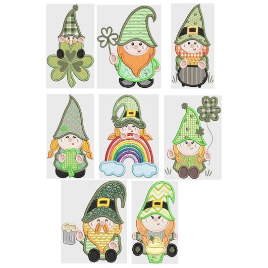 St. Patrick Gnomes Machine Embroidery Designs by JuJu
