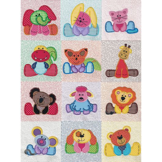 Stuffed Animal Applique and Quilt Blocks Machine Embroidery Designs by JuJu