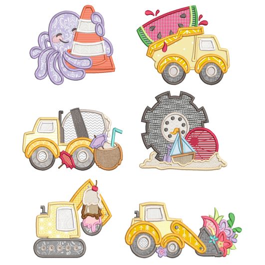 Summer Construction Machine Embroidery Designs By JuJu