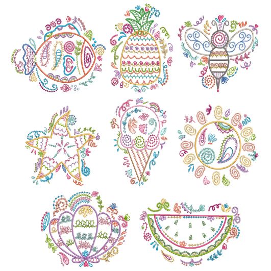 Summer Doodles Machine Embroidery Designs By JuJu