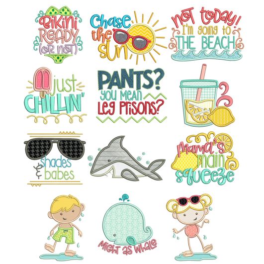 Summer Sayings Machine Embroidery Designs By JuJu
