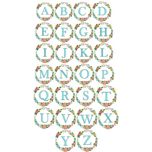 Summer Wreath Monogram Machine Embroidery Designs By JuJu