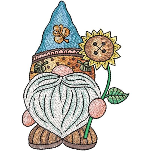 Sunflower Gnome | Machine Embroidery Designs by JuJu