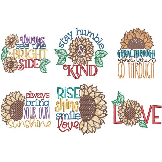 Sunflowers Word Art 2 | Machine Embroidery Designs by JuJu