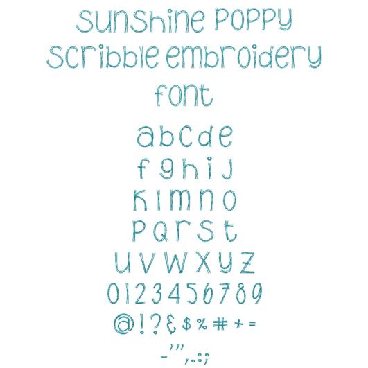 Sunshine Poppy Scribble Embroidery Font | Machine Embroidery Designs by JuJu