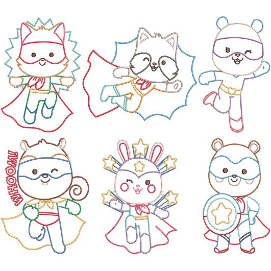 Superhero Critters Digital Embroidery Machine Designs by JuJu