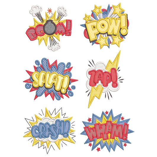 Super Hero Words Machine Embroidery Designs by JuJu
