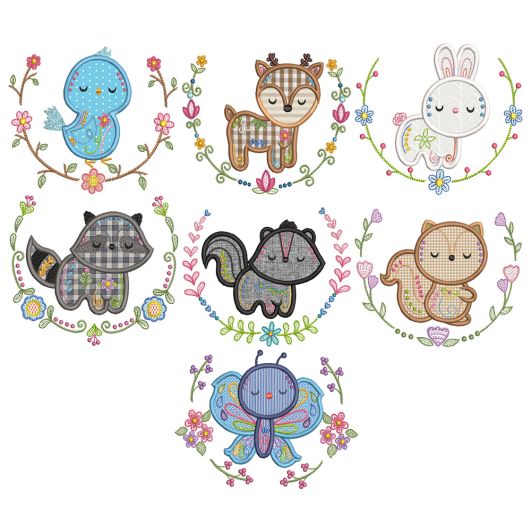 Sweet Animal Laurels 2 Machine Embroidery Designs by JuJu
