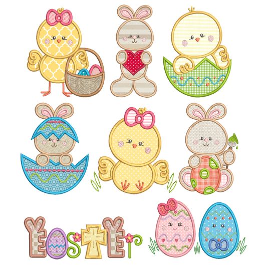 Sweet Easter Fun 2 Applique Machine Embroidery Designs by JuJu 