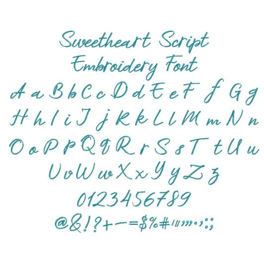Sweetheart Script Embroidery Font | Machine Embroidery Designs by JuJu