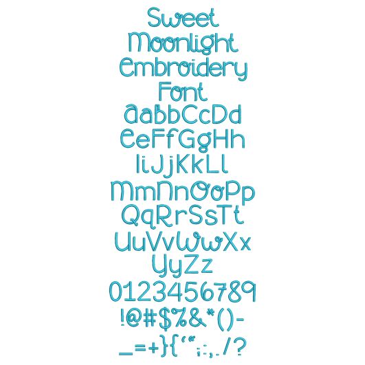 Sweet Moonlight Embroidery Font | Machine Embroidery Designs by JuJu