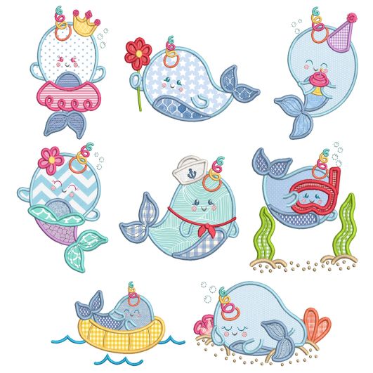 Sweet Narwhals Machine Embroidery Designs By JuJu