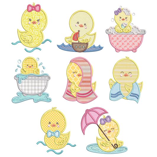 Sweet Rubber Duckies Applique Machine Embroidery Designs by JuJu 