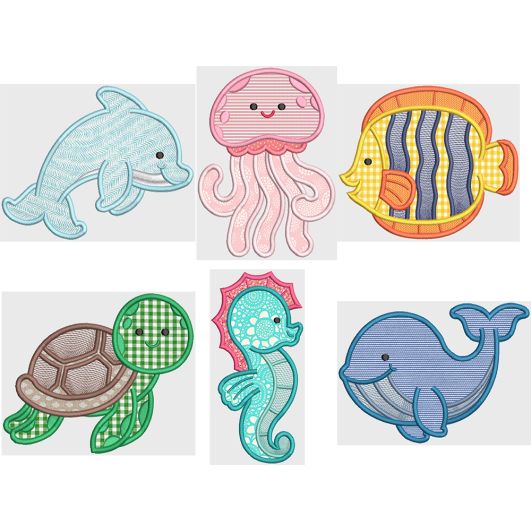 Sweet Sea Friends Machine Embroidery Designs by JuJu