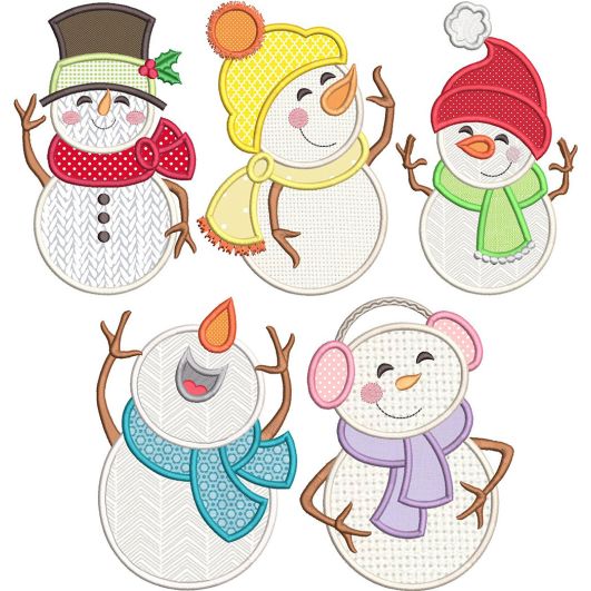 Sweet Snowmen Applique 2 | Machine Embroidery Designs by JuJu