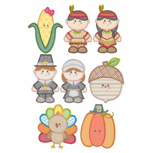 Sweet Thanksgiving Applique Machine Embroidery Designs By JuJu
