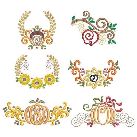 Swirly Autumn Machine Embroidery Designs by JuJu