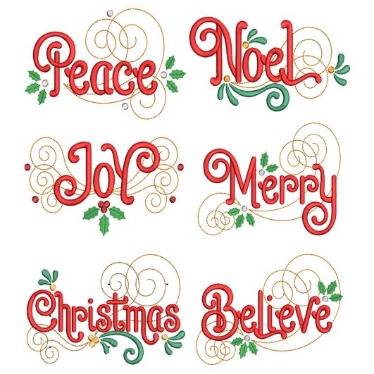 Swirly Christmas Blessings Machine Embroidery Designs by JuJu